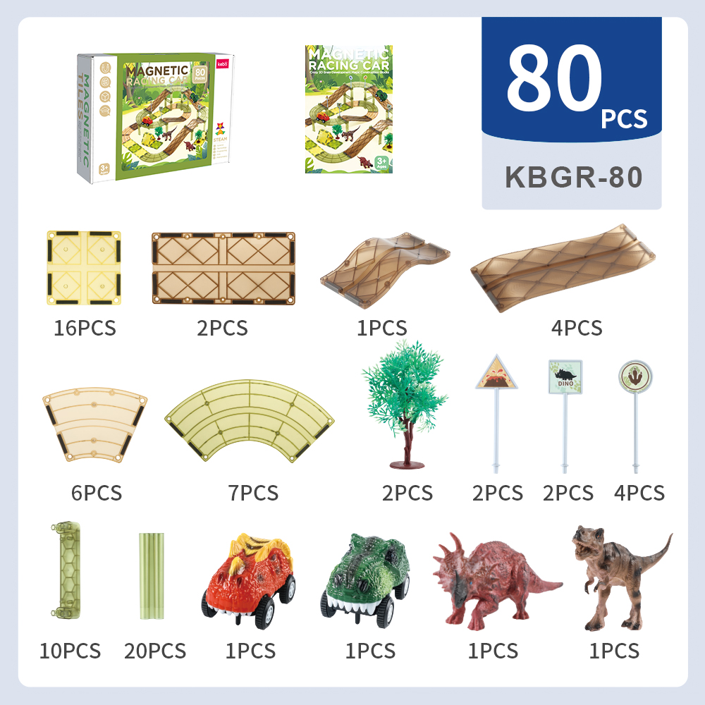 80PCS Factory Selling Magnetic Tile Set Dino Theme Creative Educational Toy for Kid Marble Run Racing Car Track Magnetic Building Tile 80PCS Factory Selling Magnetic Tile Set Dino Theme Creative Educational Toy for Kid Marble Run Racing Car Track Magnetic Building Tile