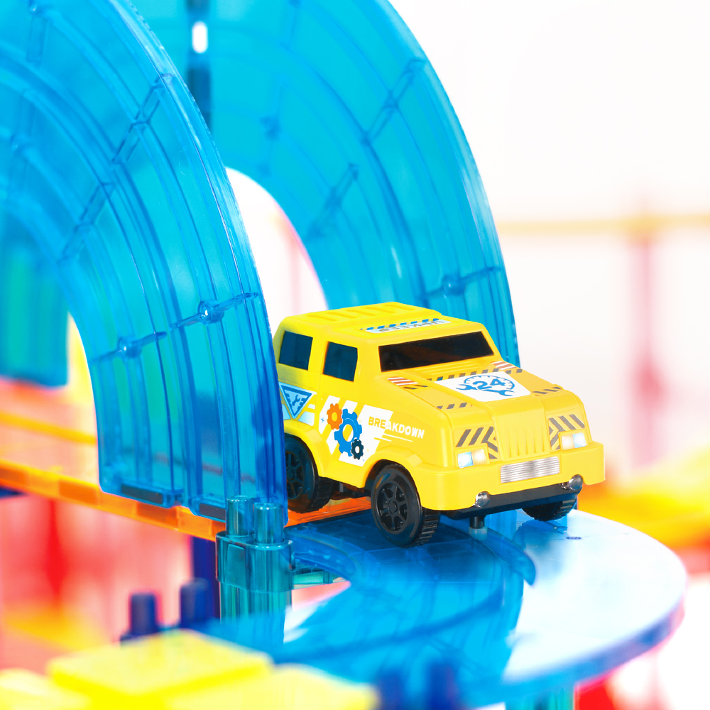 KBGR-150 Magnet DIY Race Car Track Educational Toy Set Magnetic Tiles Magnetic Building Blocks STEM Toys for Kids