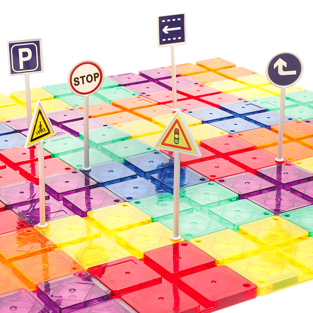 KBGR-150 Magnet DIY Race Car Track Educational Toy Set Magnetic Tiles Magnetic Building Blocks STEM Toys for Kids