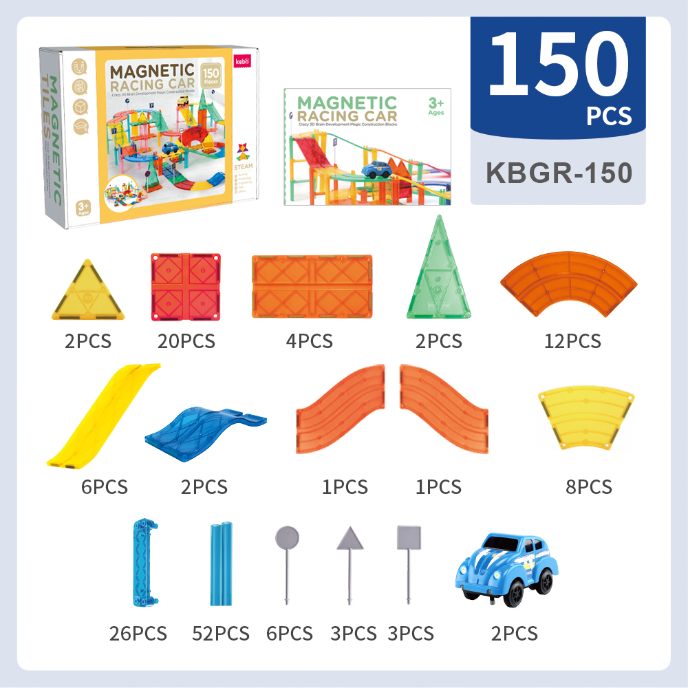 KBGR-150 Magnet DIY Race Car Track Educational Toy Set Magnetic Tiles Magnetic Building Blocks STEM Toys for Kids KBGR-150 Magnet DIY Race Car Track Educational Toy Set Magnetic Tiles Magnetic Building Blocks STEM Toys for Kids