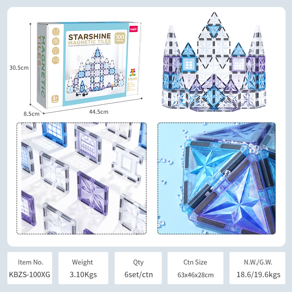 100PCS Hot Sales Factory Wholesale OEM ODM Custom Colors CPC ABS Plastic Children Educational Starshine Magnetic Tiles Toys for Kids 100PCS Hot Sales Factory Wholesale OEM ODM Custom Colors CPC ABS Plastic Children Educational Starshine Magnetic Tiles Toys for Kids