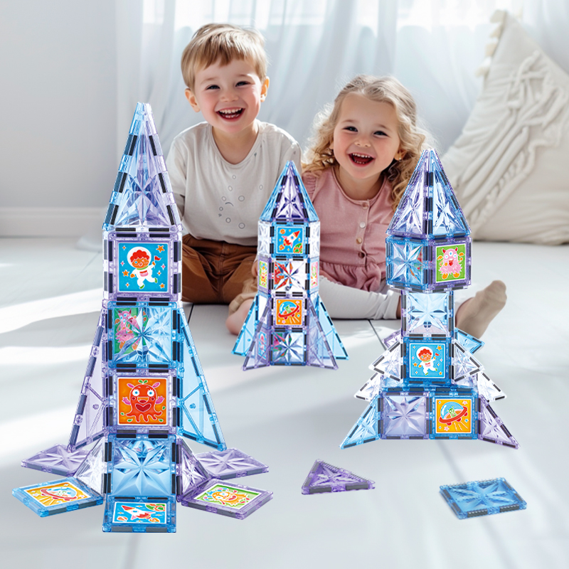 Wholesale Custom Provide Infinite Creative Combinations Primary Colors Magnetic Building Block Sets Toys for Children
