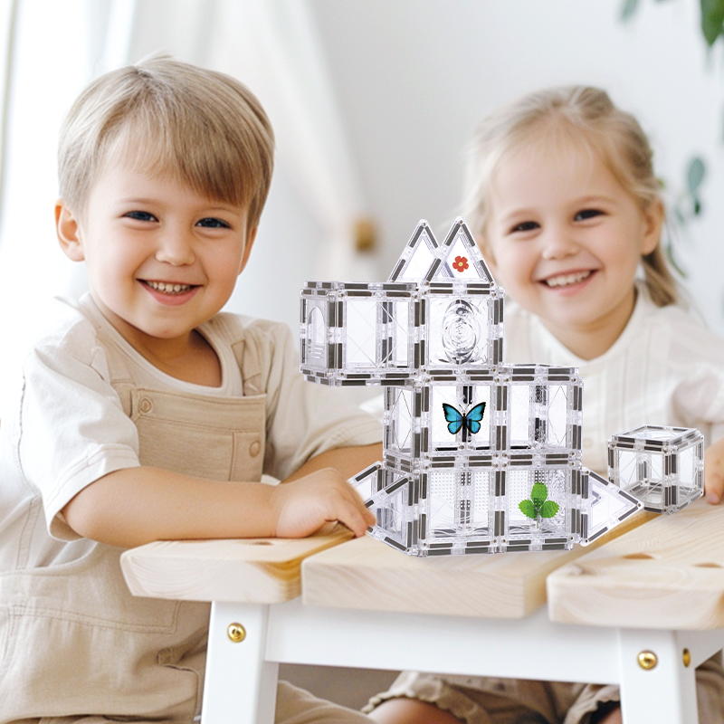Factory Wholesale OEM ODM Custom Colors CPC ABS Plastic Children Educational Building Set Magnetic Tiles Toys for Girls