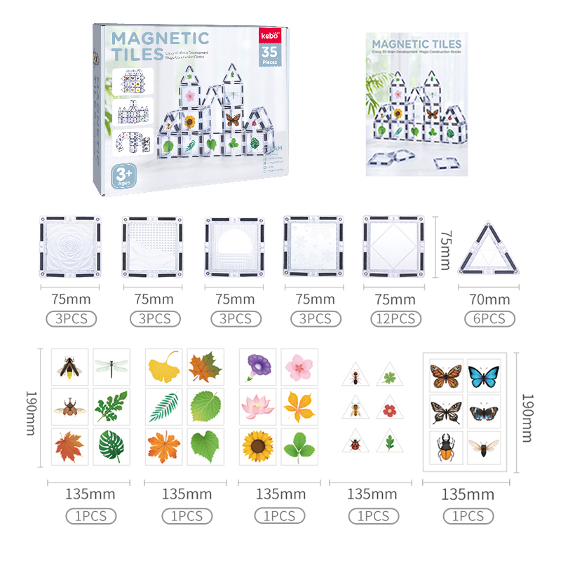 Factory Wholesale OEM ODM Custom Colors CPC ABS Plastic Children Educational Building Set Magnetic Tiles Toys for Girls