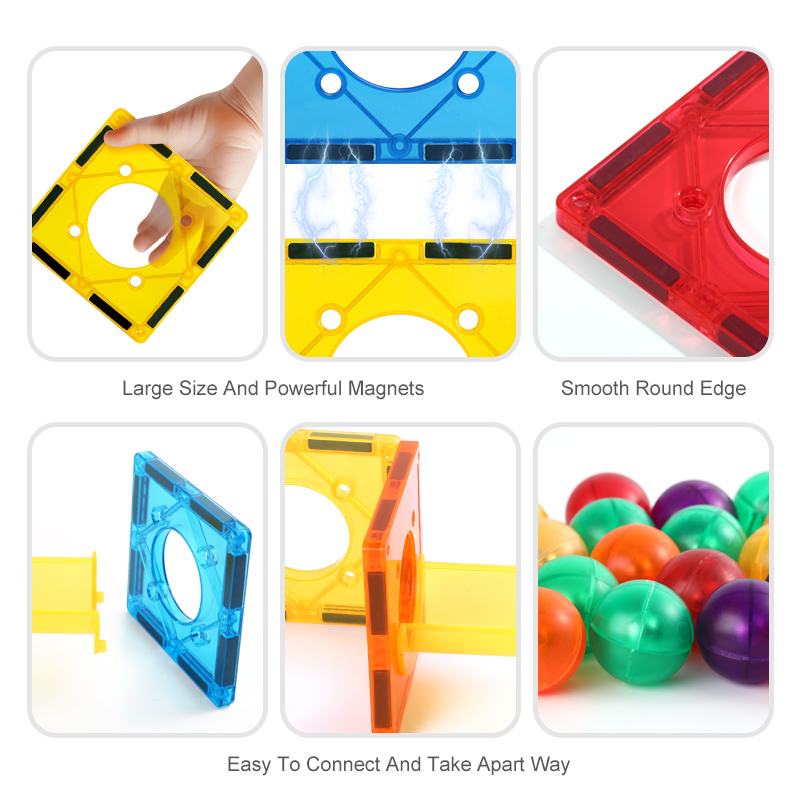 Hot Sale 120PCS Building Blocks Puzzle Colorful Candy Colors Children's Balls 3d Stairs Runway Lights Magnetic Toys