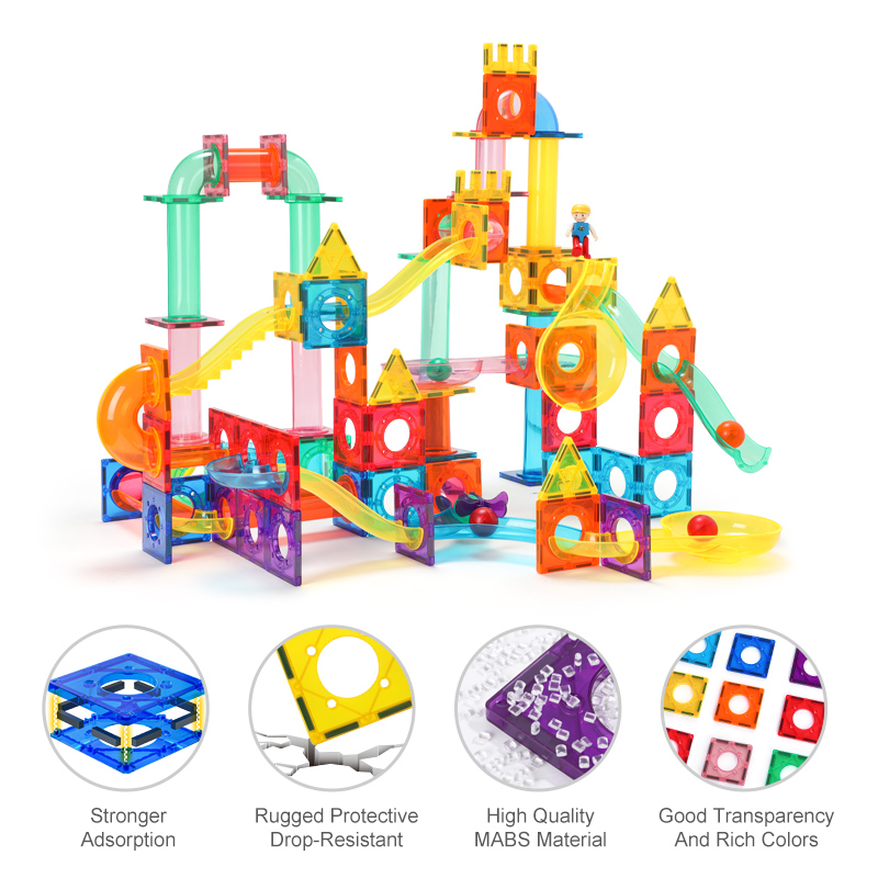 Hot Sale 120PCS Building Blocks Puzzle Colorful Candy Colors Children's Balls 3d Stairs Runway Lights Magnetic Toys