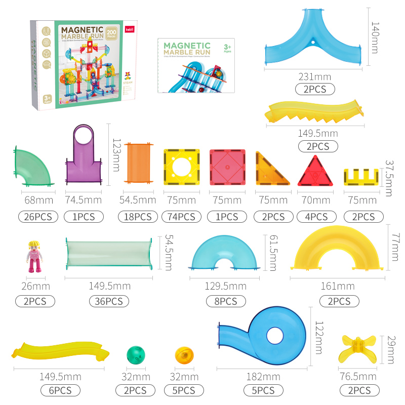 Hot Sale 120PCS Building Blocks Puzzle Colorful Candy Colors Children's Balls 3d Stairs Runway Lights Magnetic Toys