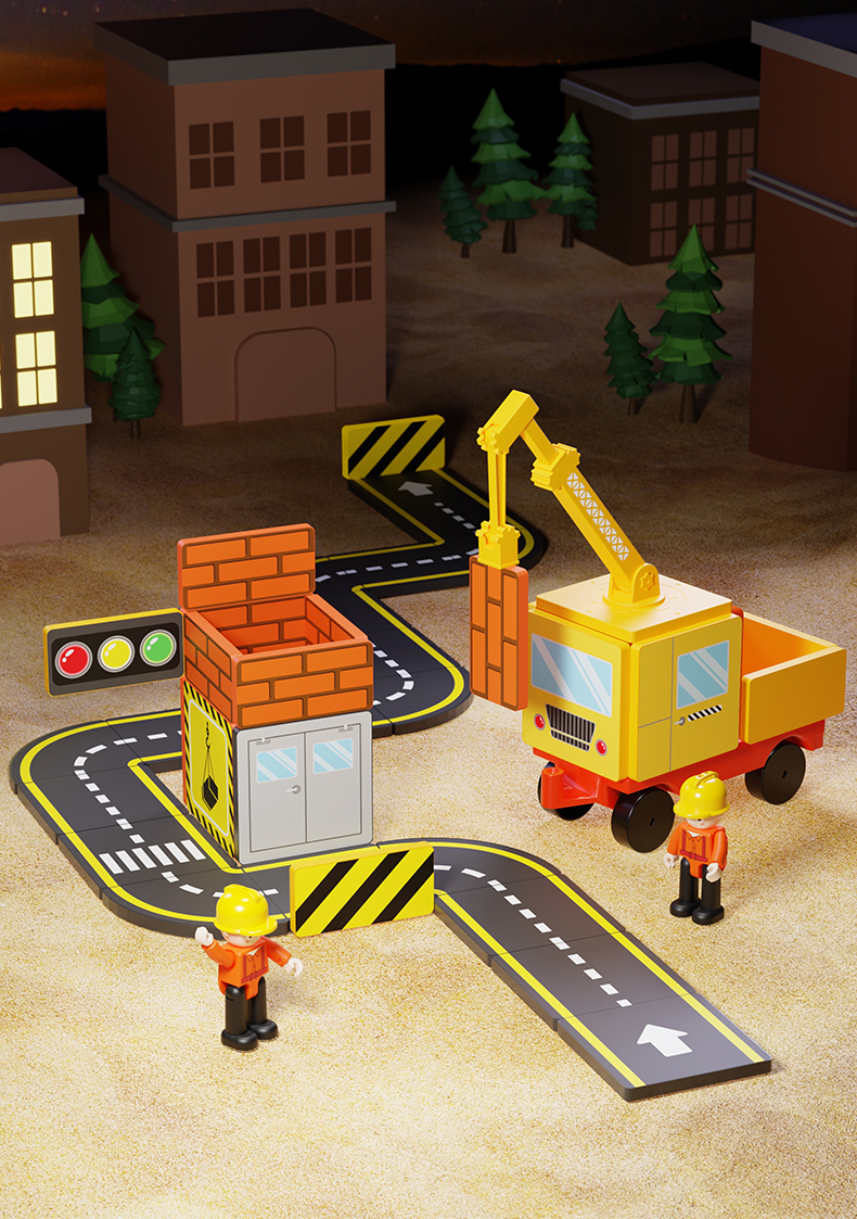 MAG-WISDOM Bestseller OEM ODM 36-teiliges Magnetisches Bauklötze-Set Autorennbahn DIY-Set Plastik-Magnetspielzeug für Kinder