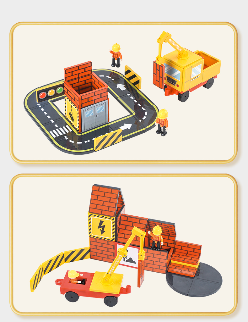 MAG-WISDOM Bestseller OEM ODM 36-teiliges Magnetisches Bauklötze-Set Autorennbahn DIY-Set Plastik-Magnetspielzeug für Kinder