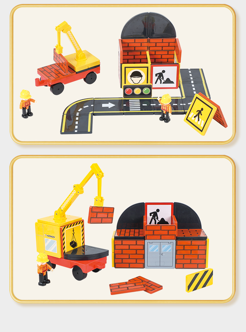 MAG-WISDOM Bestseller OEM ODM 36-teiliges Magnetisches Bauklötze-Set Autorennbahn DIY-Set Plastik-Magnetspielzeug für Kinder