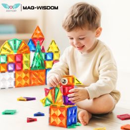 MAG-WISDOM Reise-Magnetbausteine Lernspielzeug 60-Teiliges ABS-Kunststoff-Set Reiseetui Mini Traditionelle Designs 3D