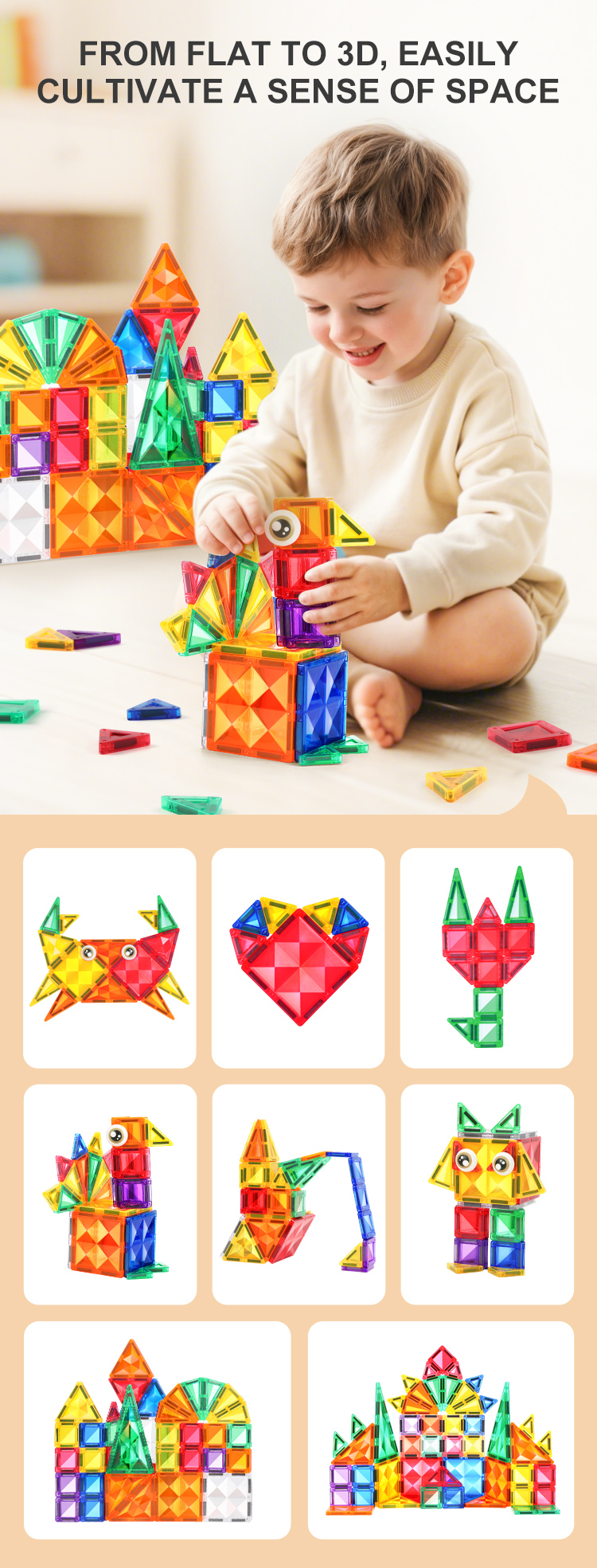 MAG-WISDOM Reise-Magnetbausteine Lernspielzeug 60-Teiliges ABS-Kunststoff-Set Reiseetui Mini Traditionelle Designs 3D