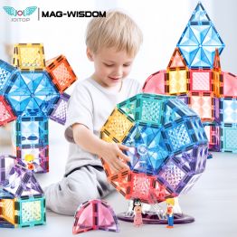 MAG-WISDOM 62-teiliges ABS-Kunststoff Kinder-Lernspielzeug STEM Magnetische Bausteine DIY Konstruktionsset mit Riesenrad