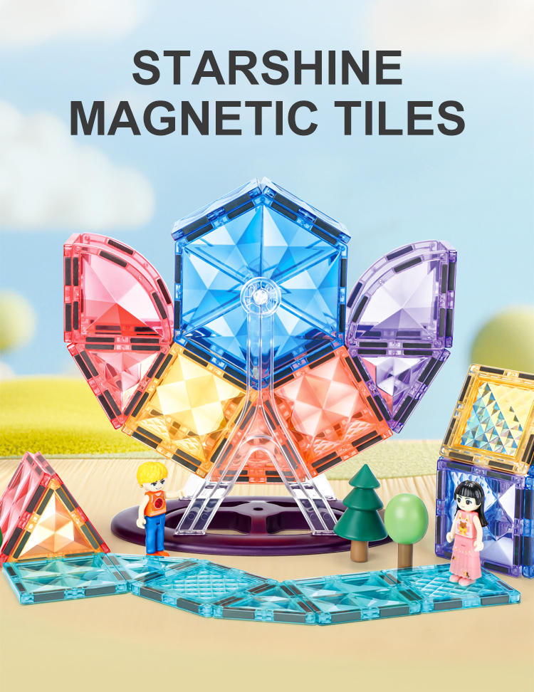 MAG-WISDOM 62-teiliges ABS-Kunststoff Kinder-Lernspielzeug STEM Magnetische Bausteine DIY Konstruktionsset mit Riesenrad MAG-WISDOM 62-teiliges ABS-Kunststoff Kinder-Lernspielzeug STEM Magnetische Bausteine DIY Konstruktionsset mit Riesenrad