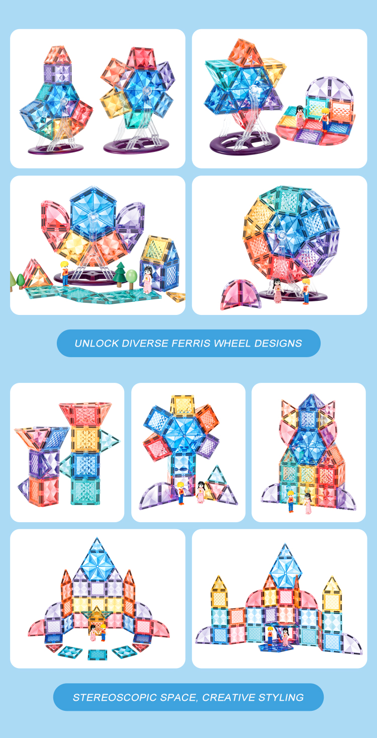 MAG-WISDOM 62-teiliges ABS-Kunststoff Kinder-Lernspielzeug STEM Magnetische Bausteine DIY Konstruktionsset mit Riesenrad MAG-WISDOM 62-teiliges ABS-Kunststoff Kinder-Lernspielzeug STEM Magnetische Bausteine DIY Konstruktionsset mit Riesenrad
