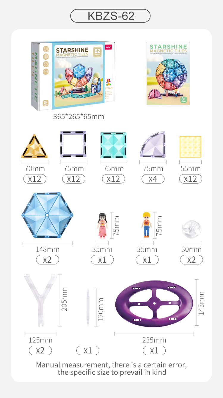 MAG-WISDOM 62-teiliges ABS-Kunststoff Kinder-Lernspielzeug STEM Magnetische Bausteine DIY Konstruktionsset mit Riesenrad MAG-WISDOM 62-teiliges ABS-Kunststoff Kinder-Lernspielzeug STEM Magnetische Bausteine DIY Konstruktionsset mit Riesenrad