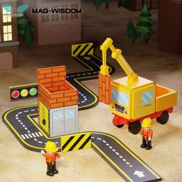MAG-WISDOM Bestseller OEM ODM 36-teiliges Magnetisches Bauklötze-Set Autorennbahn DIY-Set Plastik-Magnetspielzeug für Kinder