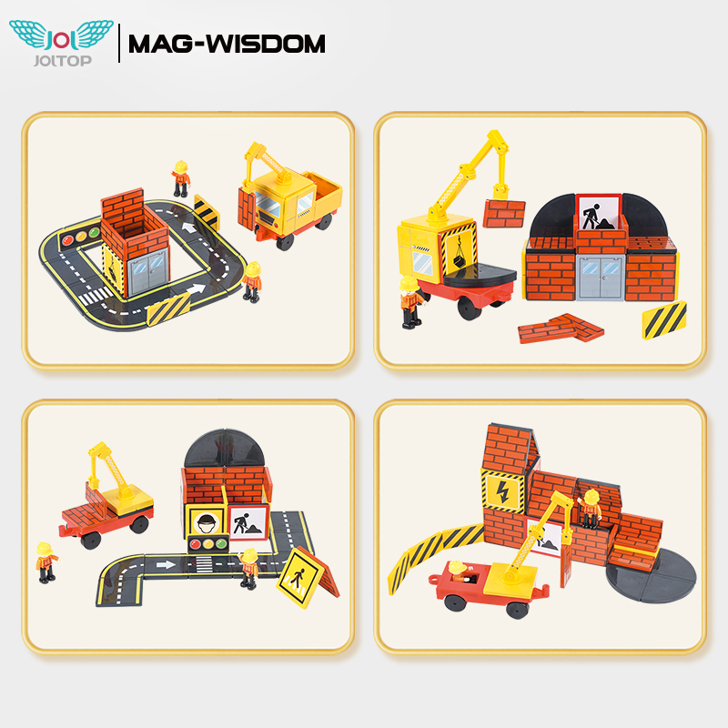 MAG-WISDOM Bestseller OEM ODM 36-teiliges Magnetisches Bauklötze-Set Autorennbahn DIY-Set Plastik-Magnetspielzeug für Kinder