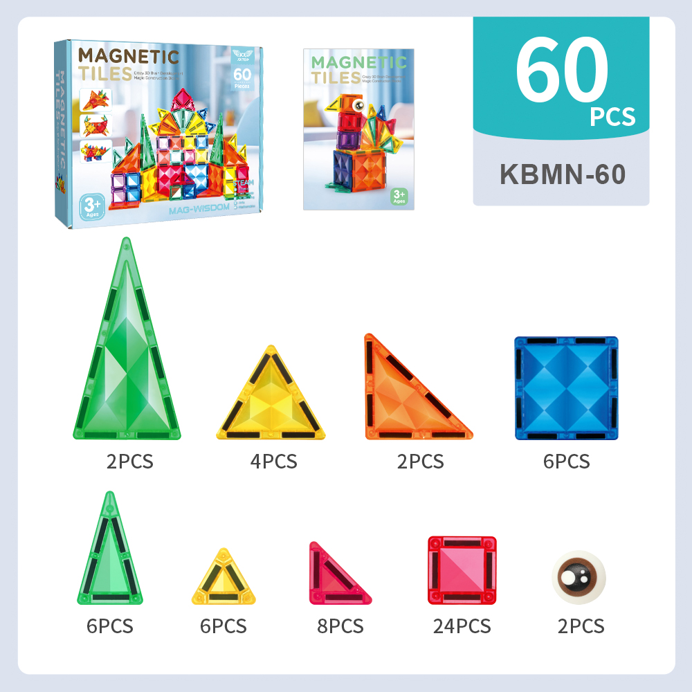 MAG-WISDOM Reise-Magnetbausteine Lernspielzeug 60-Teiliges ABS-Kunststoff-Set Reiseetui Mini Traditionelle Designs 3D