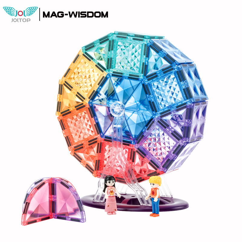 MAG-WISDOM 62-teiliges ABS-Kunststoff Kinder-Lernspielzeug STEM Magnetische Bausteine DIY Konstruktionsset mit Riesenrad