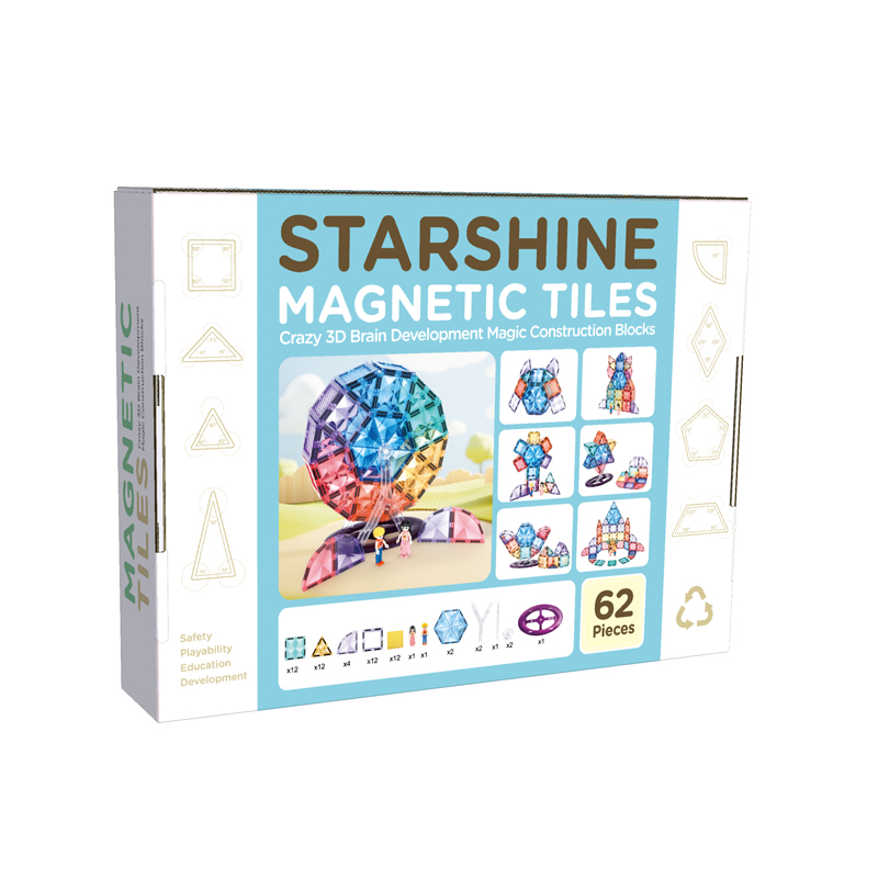 JOJTOP 62-teiliges ABS-Kunststoff Kinder-Lernspielzeug STEM Magnetische Bausteine DIY Konstruktionsset mit Riesenrad