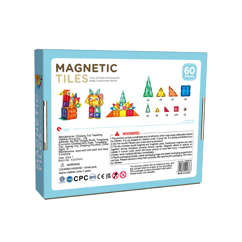 MAG-WISDOM Reise-Magnetbausteine Lernspielzeug 60-Teiliges ABS-Kunststoff-Set Reiseetui Mini Traditionelle Designs 3D