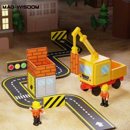 MAG-WISDOM Bestseller OEM ODM 36-teiliges Magnetisches Bauklötze-Set Autorennbahn DIY-Set Plastik-Magnetspielzeug für Kinder