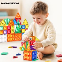 MAG-WISDOM Reise-Magnetbausteine Lernspielzeug 60-Teiliges ABS-Kunststoff-Set Reiseetui Mini Traditionelle Designs 3D