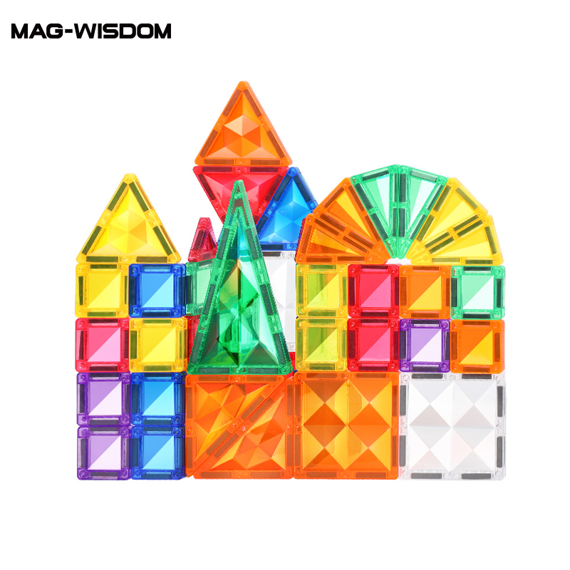MAG-WISDOM Reise-Magnetbausteine Lernspielzeug 60-Teiliges ABS-Kunststoff-Set Reiseetui Mini Traditionelle Designs 3D