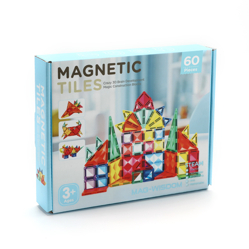 MAG-WISDOM Reise-Magnetbausteine Lernspielzeug 60-Teiliges ABS-Kunststoff-Set Reiseetui Mini Traditionelle Designs 3D