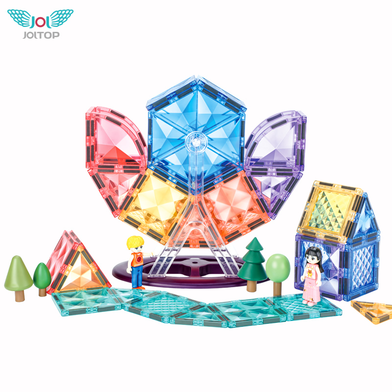 JOJTOP 62-teiliges ABS-Kunststoff Kinder-Lernspielzeug STEM Magnetische Bausteine DIY Konstruktionsset mit Riesenrad