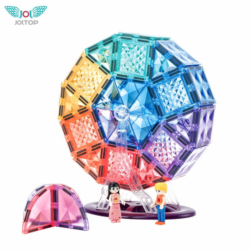 JOJTOP 62-teiliges ABS-Kunststoff Kinder-Lernspielzeug STEM Magnetische Bausteine DIY Konstruktionsset mit Riesenrad
