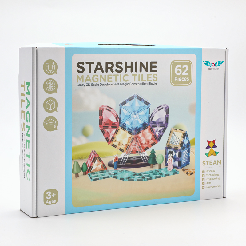 JOJTOP 62-teiliges ABS-Kunststoff Kinder-Lernspielzeug STEM Magnetische Bausteine DIY Konstruktionsset mit Riesenrad