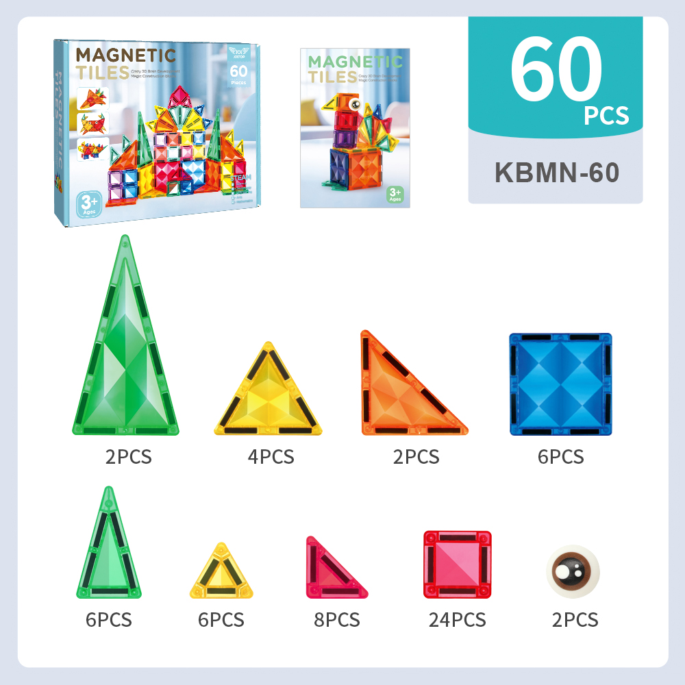 JOJ JOJTOP Reise-Magnetbausteine Lernspielzeug 60-Teiliges ABS-Kunststoff-Set Reiseetui Mini Traditionelle Designs 3D